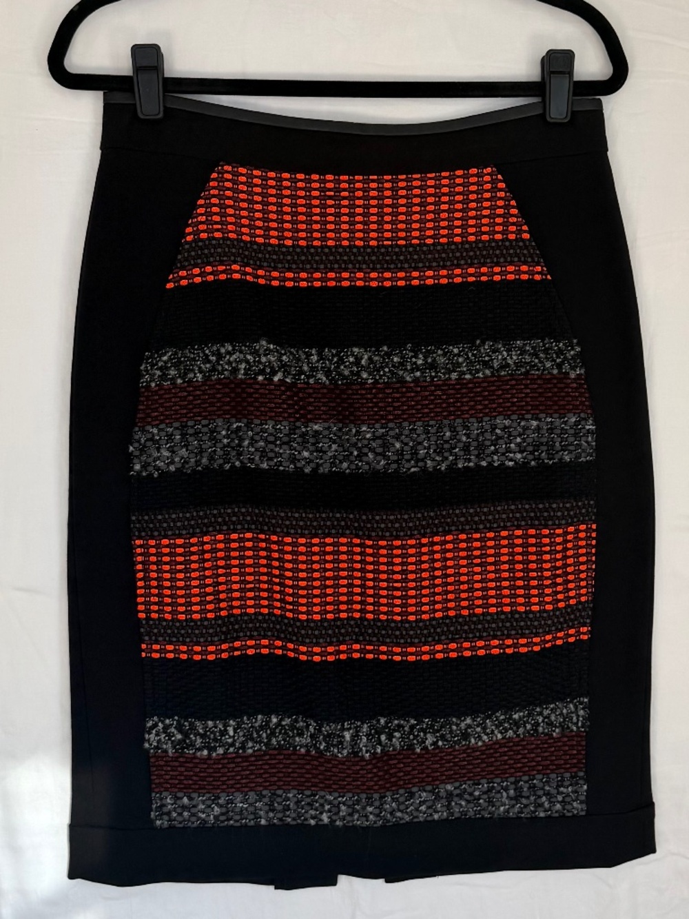 Yoana Baraschi Sz 8 Black Orange Quilted Tweed Five Star Shaper Skirt